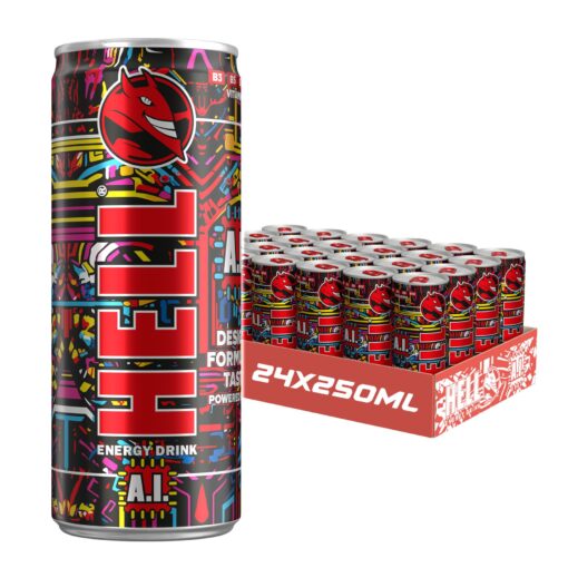 0c631b07-e483-411d-aeed-478c92df37b4.jpg Hell Energy Drink A.I 24 x 250ml Cans High Caffeine With B Vitamins Vegan Preservative Free