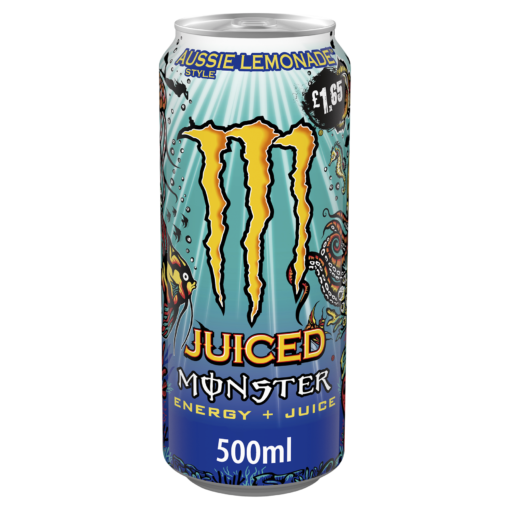 Monster Aussie Lemonade 12 x 500ml Cans – Refreshing Energy Drinks