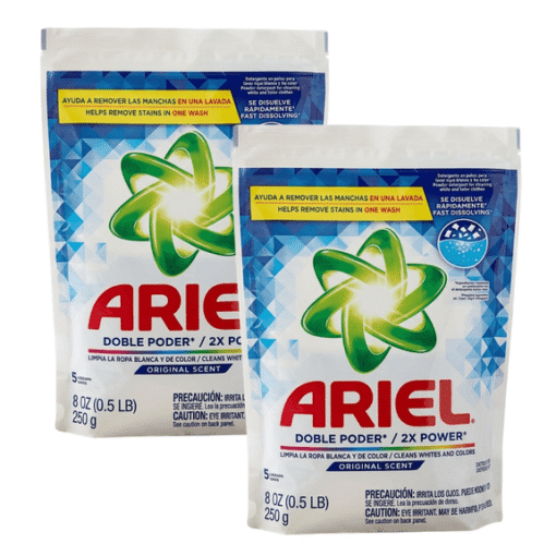 Ariel 2X Power Powder Laundry Detergent, Clean Scent, 8 oz, 2 Pack