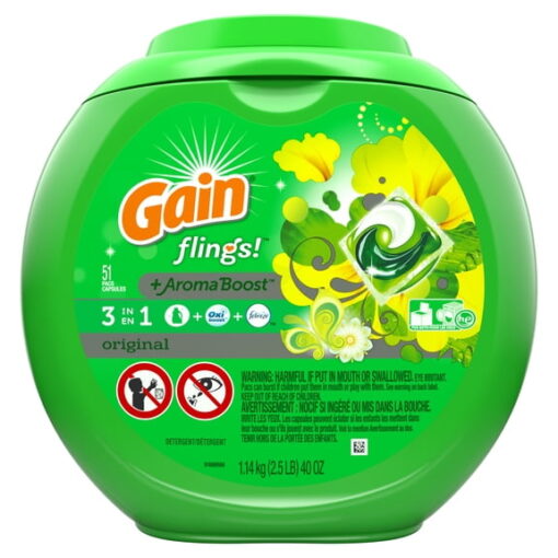 Gain Flings Original, Laundry Detergent Pacs, 51 Ct.