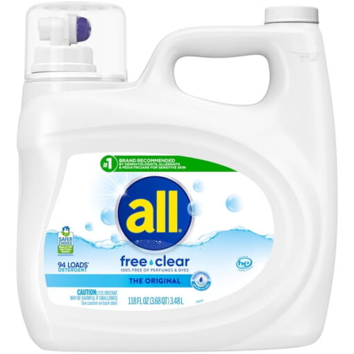 all Liquid Laundry Detergent Free Clear, 118 Ounce, 94 Loads VT2