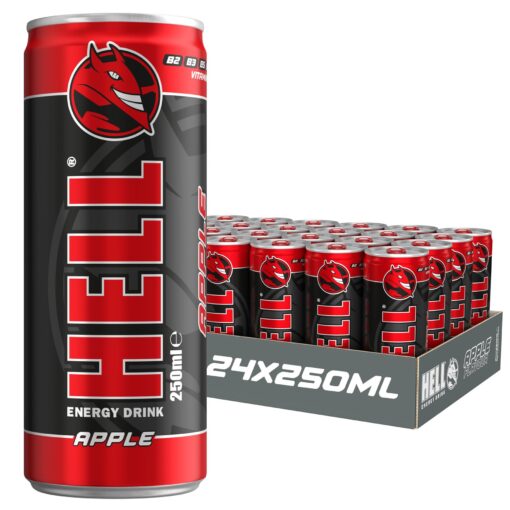 d682a991-292c-4282-9ffa-3b0087b4f502.jpg Hell Energy Drink APPLE 24 x 250ml Cans High Caffeine With B Vitamins Vegan Preservative Free
